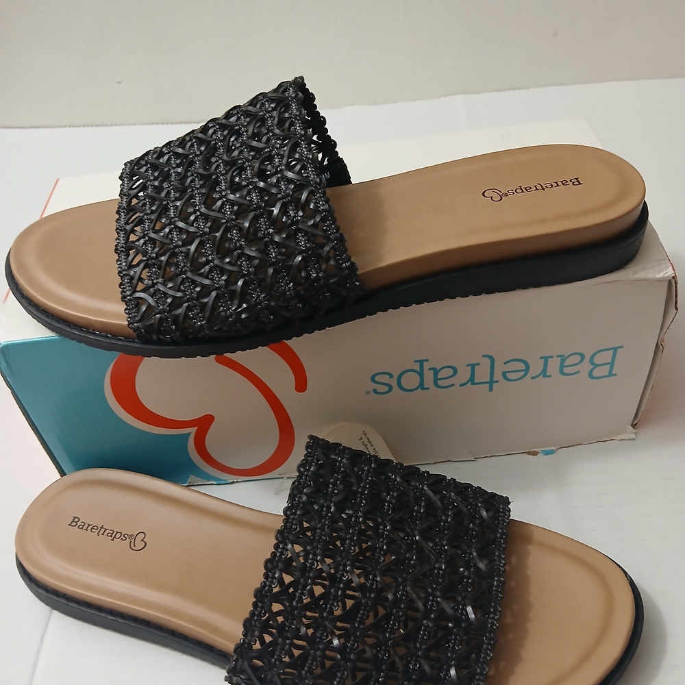 Baretraps Women's Black Slide Sandals Sizes 11/ 9½ New - Picture 4 of 11